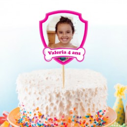 Cake topper Pat patrouille Stella personnalisé avec photo et prénom