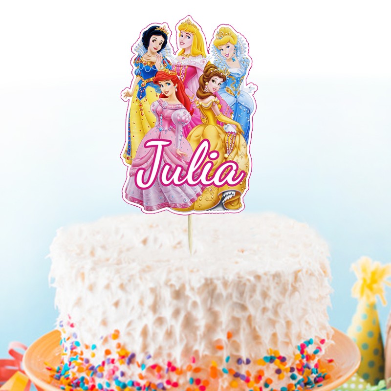 Cake topper anniversaire princesses disney - Décoration sur gateau  princesse - Pique sur gateau princesse