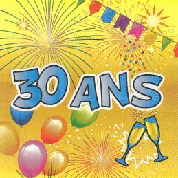 20 Serviettes en papier Joyeux Anniversaire Fiesta 33 x 33 cm