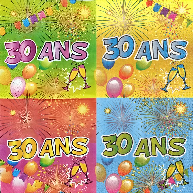 20 Serviettes en papier Joyeux Anniversaire Fiesta 33 x 33 cm