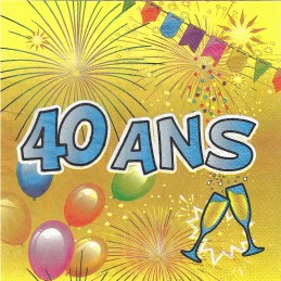 Serviettes Anniversaire 40 Ans - Happy Fiesta Lyon