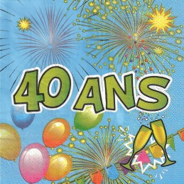 20 Serviettes en papier Joyeux Anniversaire Fiesta 33 x 33 cm