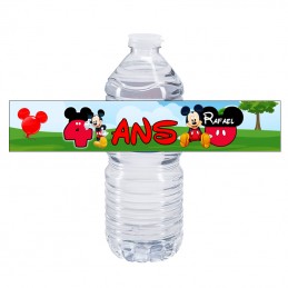 etiquette bouteille d'eau personnalisée mickey