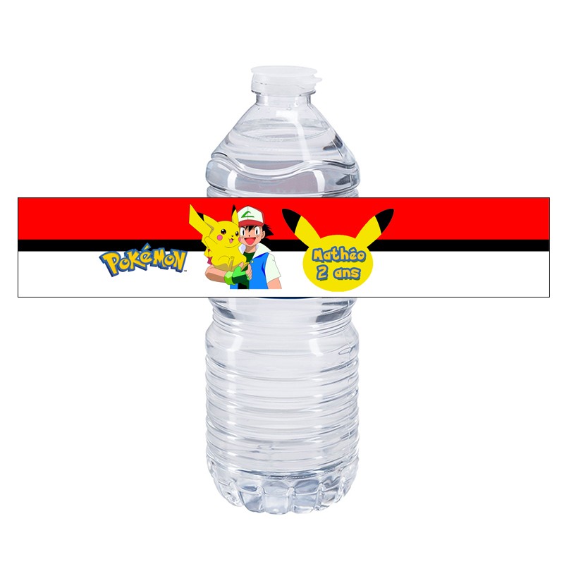 etiquette bouteille d'eau pokemon personnalisée