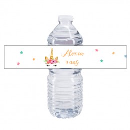 etiquette bouteille d'eau licorne personnalisée