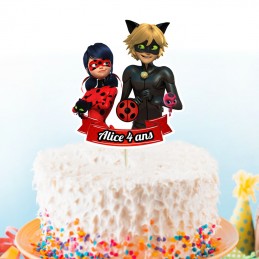 Décoration Gateau Miraculous personnalisé avec prénom