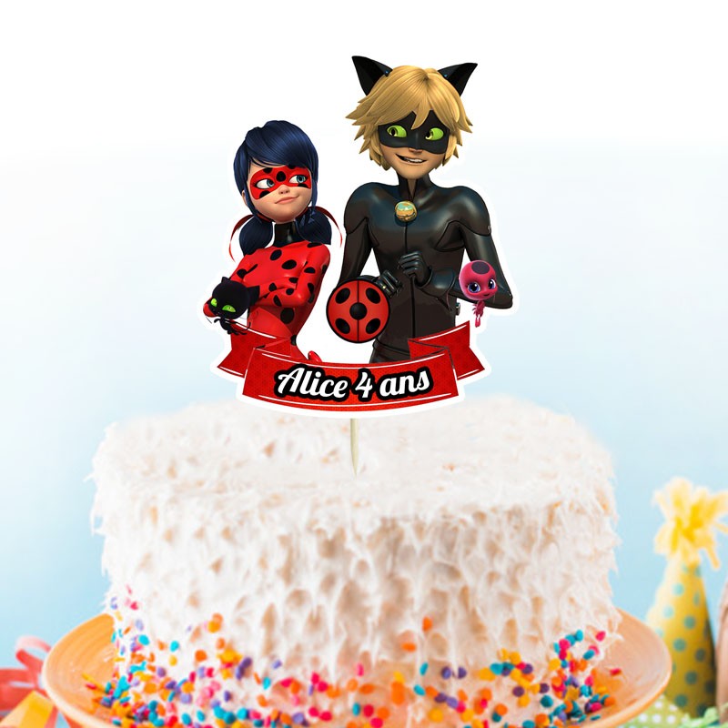 Cake topper anniversaire miraculous - Décoration sur gateau miraculous -  Pique sur gateau miraculous