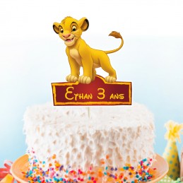 Cake topper anniversaire le roi lion - Décoration sur gateau le roi lion -  Pique sur gateau le roi lion