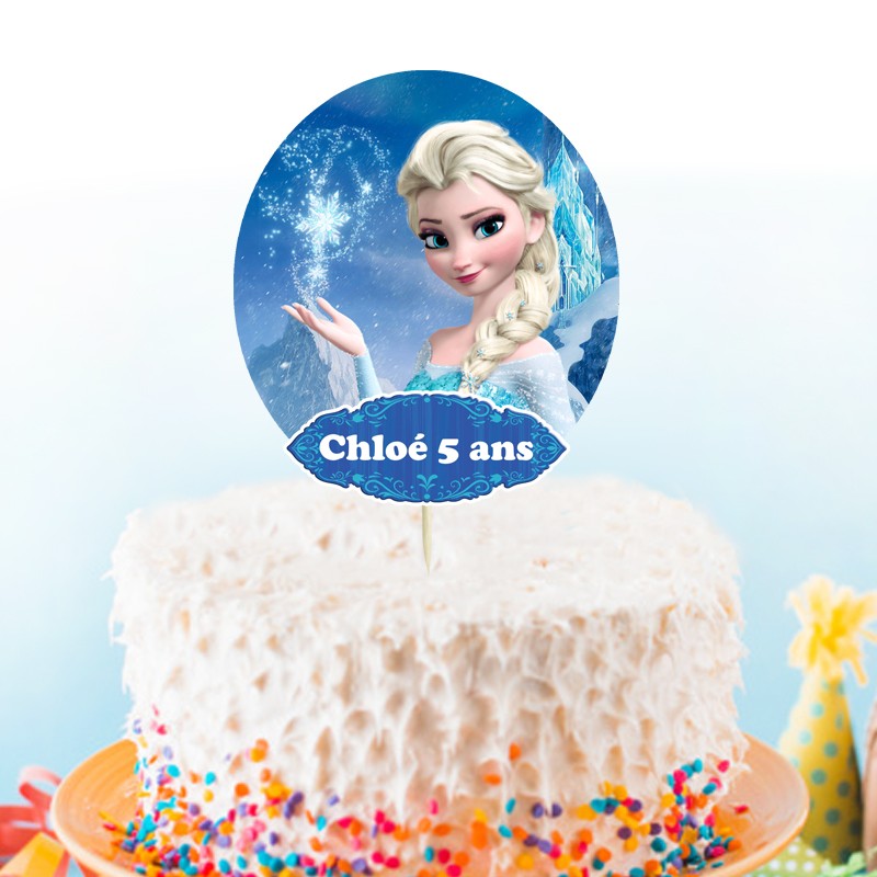 Décoration Gateau Reine des Neiges Personnalisée - Cake Topper Reine des  Neiges - Pique Gateau Reine des neiges
