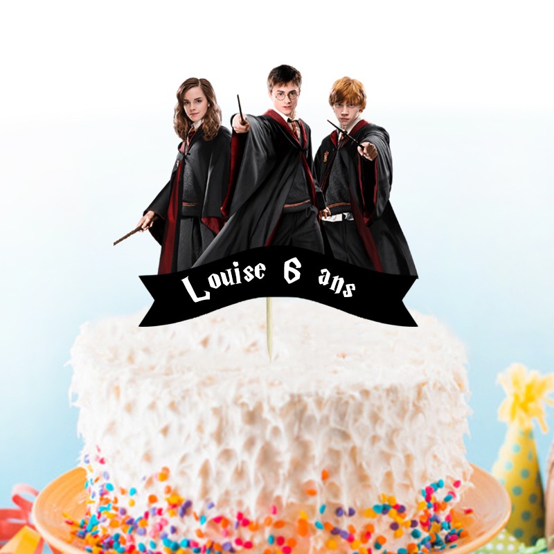 Prédécoupé** Décoration de gâteau Harry Potter personnalisée 15 cm et 15  décorations supplémentaires : : Épicerie