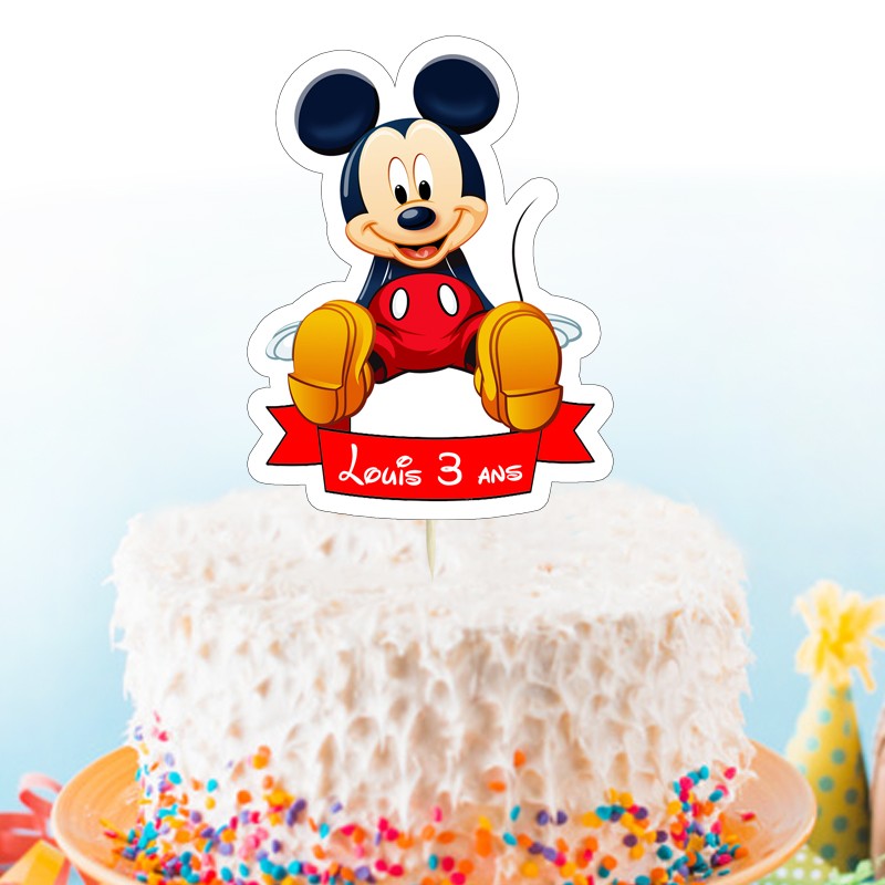 Decoration Gateau Personnalisée Mickey - Cake Topper Mickey - Pique Gateau  Personnalisé Mickey
