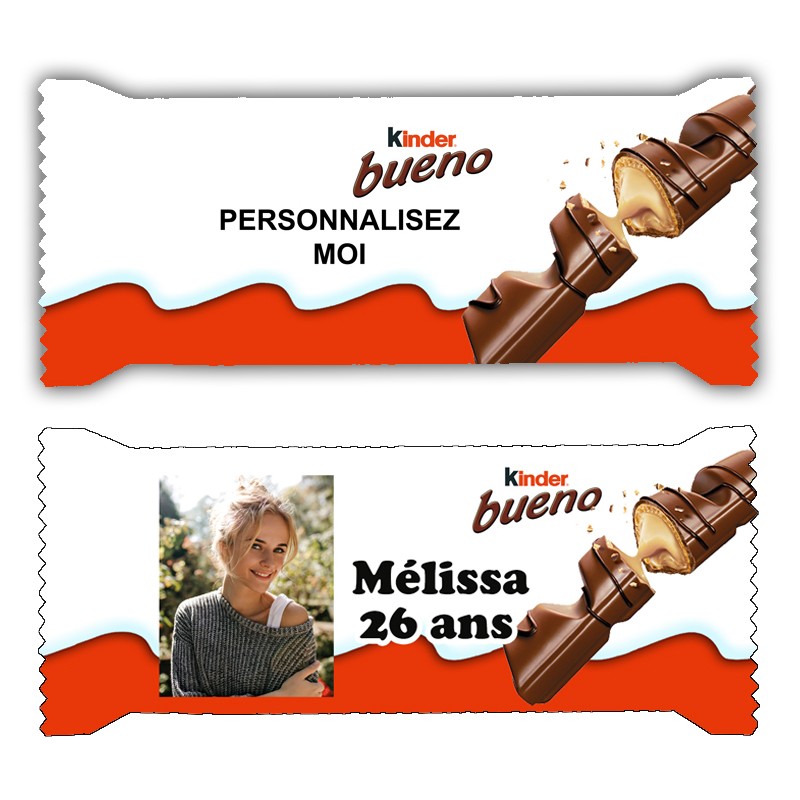Barre Kinder Bueno personnalisée avec photo pour anniversaire enfant