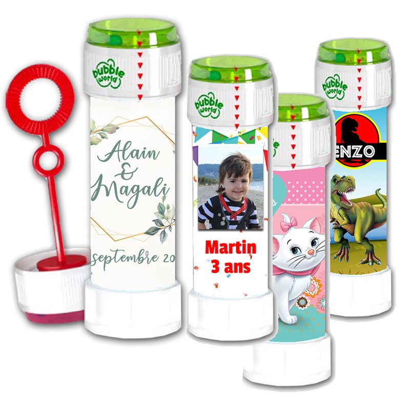 Tube bulle savon personnalisé mariage, Anniversaire