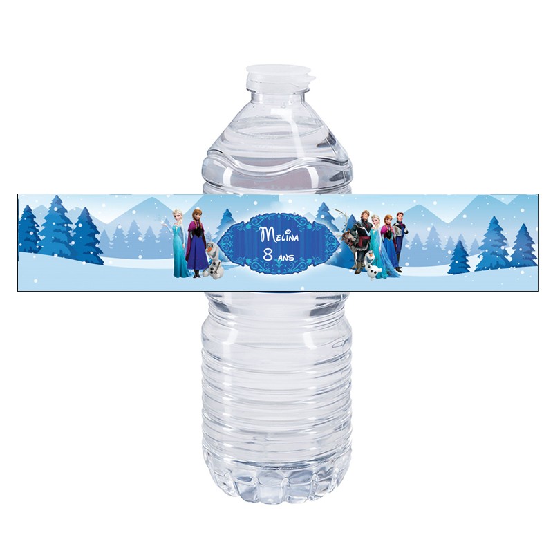 Etiquette bouteille eau reine des neiges