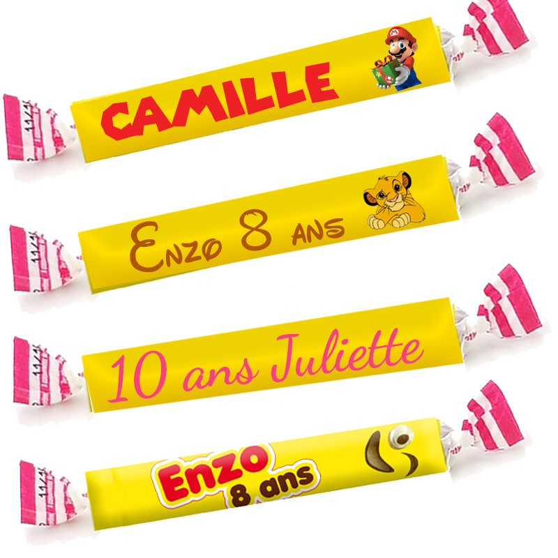 Carambar personnalisé avec prénom pour anniversaire enfant