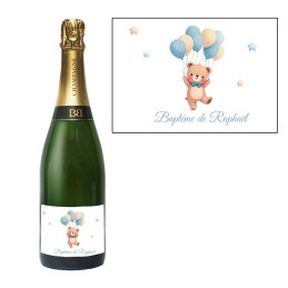 Etiquette Champagne personnalisée Ours