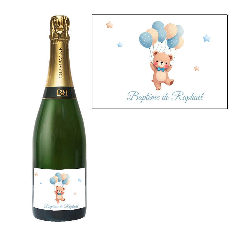 Etiquette Champagne personnalisée Ours
