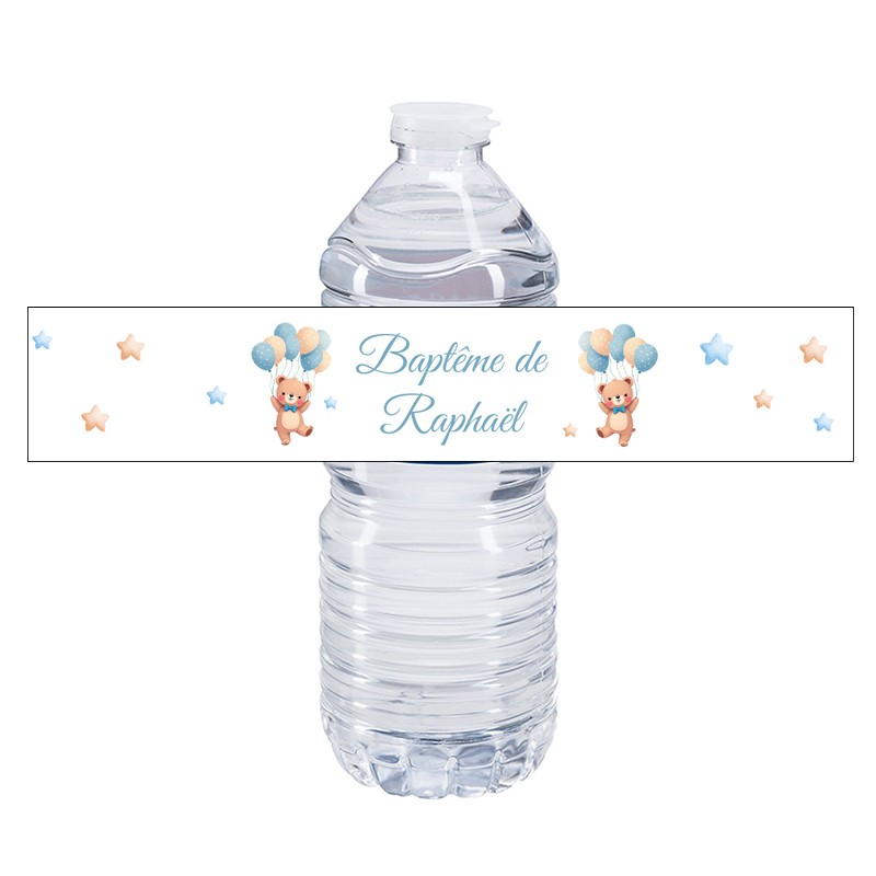 Etiquette bouteille d'eau personnalisée ours
