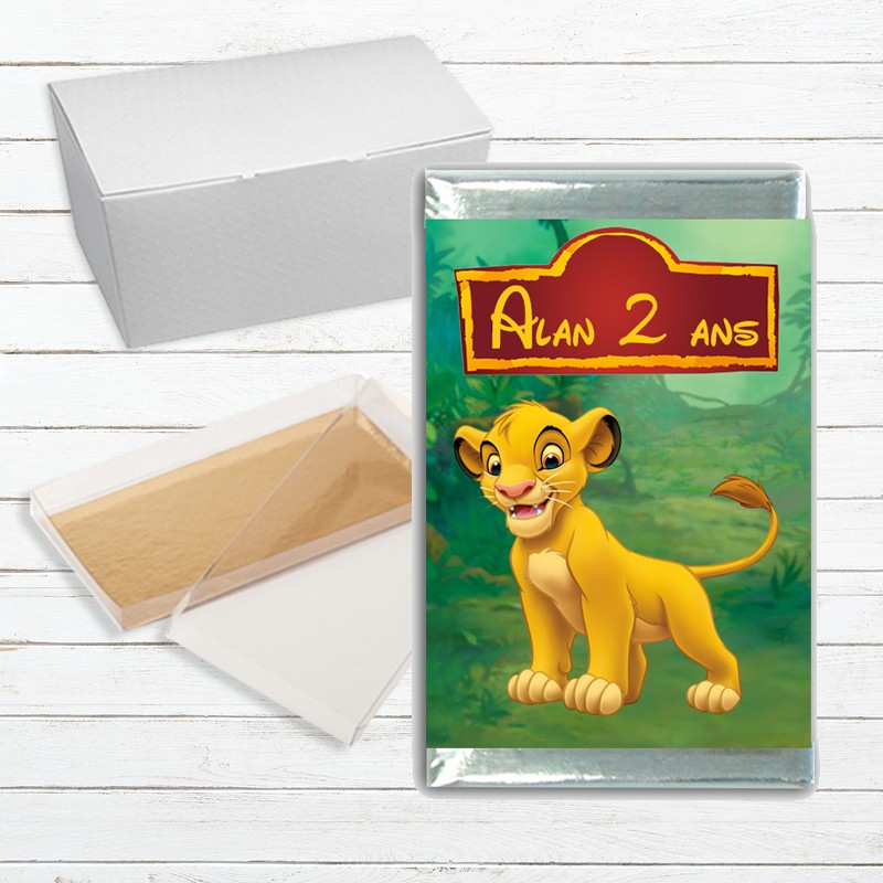 Carré de chocolat personnalisé Roi Lion pour baptême