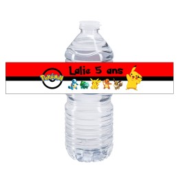 Etiquette bouteille eau personnalisée Pokemon