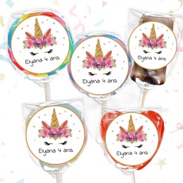 Sucette licorne personnalisée avec prénom