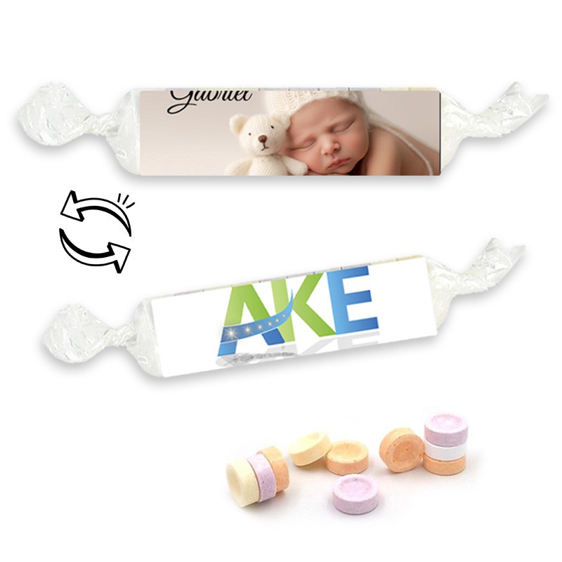 Rouleau bonbons dextrose personnalisé
