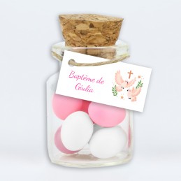 Etiquette dragées personnalisée colombe