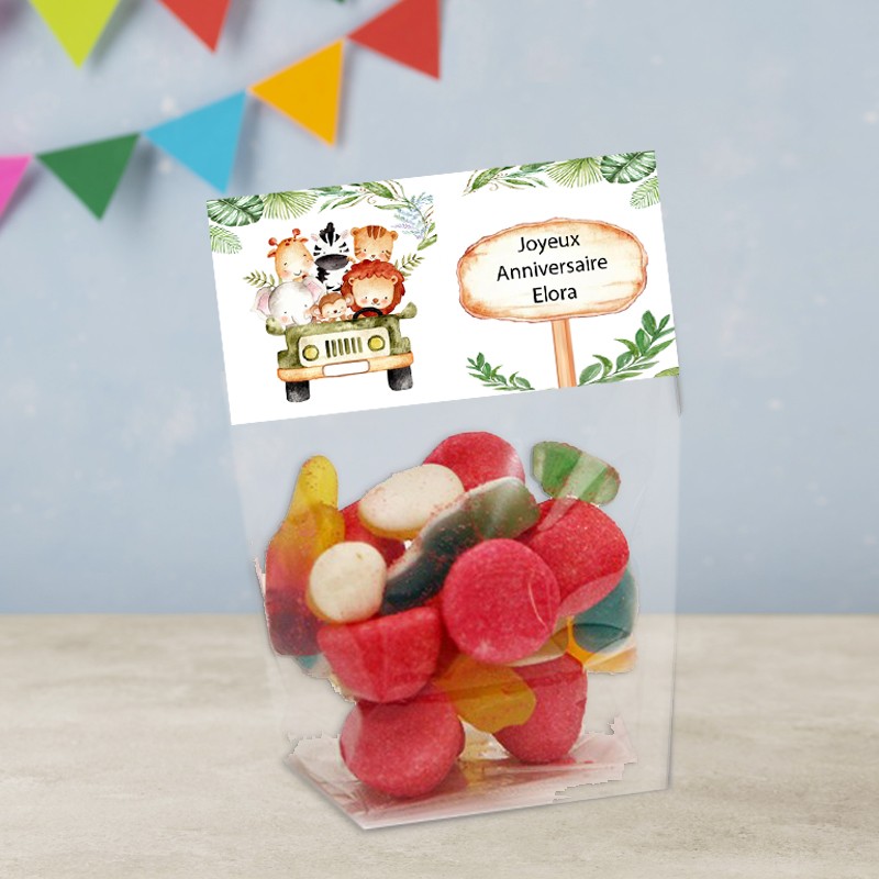 Sachet de bonbon personnalisé Safari