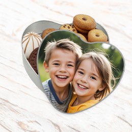 Boîte à biscuits en métal personnalisée avec photo de famille