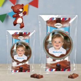 Ourson Cémoi personnalisé avec photo pour baptême ou baby shower