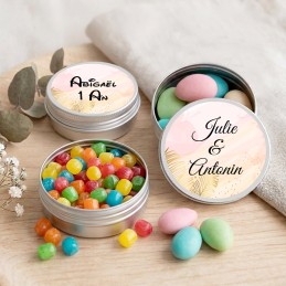 Boîte à bonbons personnalisée rose tropique - Cadeau invité anniversaire et mariage