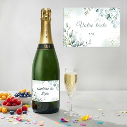 Etiquette Champagne personnalisée Champêtre : Baptême, Mariage