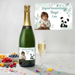 Etiquette champagne personnalisée avec photo : Anniversaire et Baptême