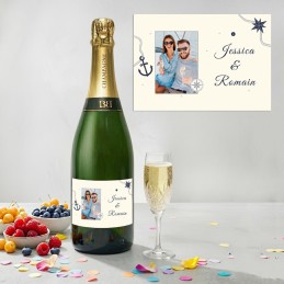 Etiquette Champagne personnalisée avec photo : Marine