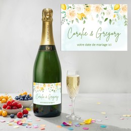 Etiquette Champagne personnalisée pour mariage : Citron
