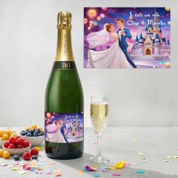 Etiquette Champagne personnalisée : Mariage / thème princesse