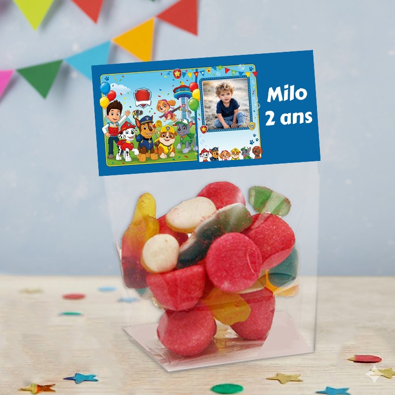 Sachet de bonbons personnalisé Pat patrouille avec photo