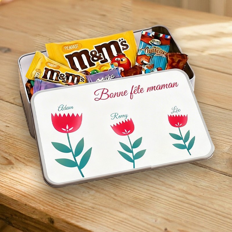 Boite à bonbons personnalisée fleur - Cadeau fête de mères