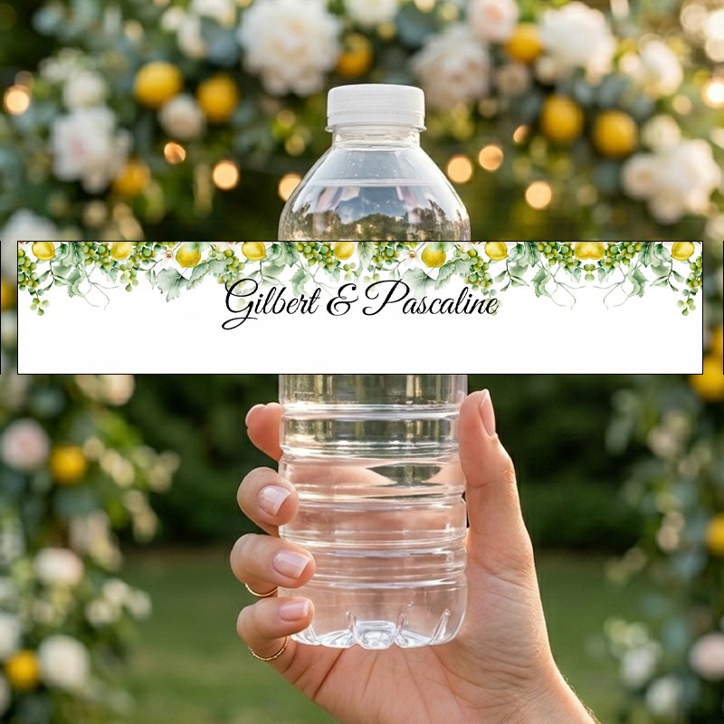 Etiquette bouteille d'eau thème Citron