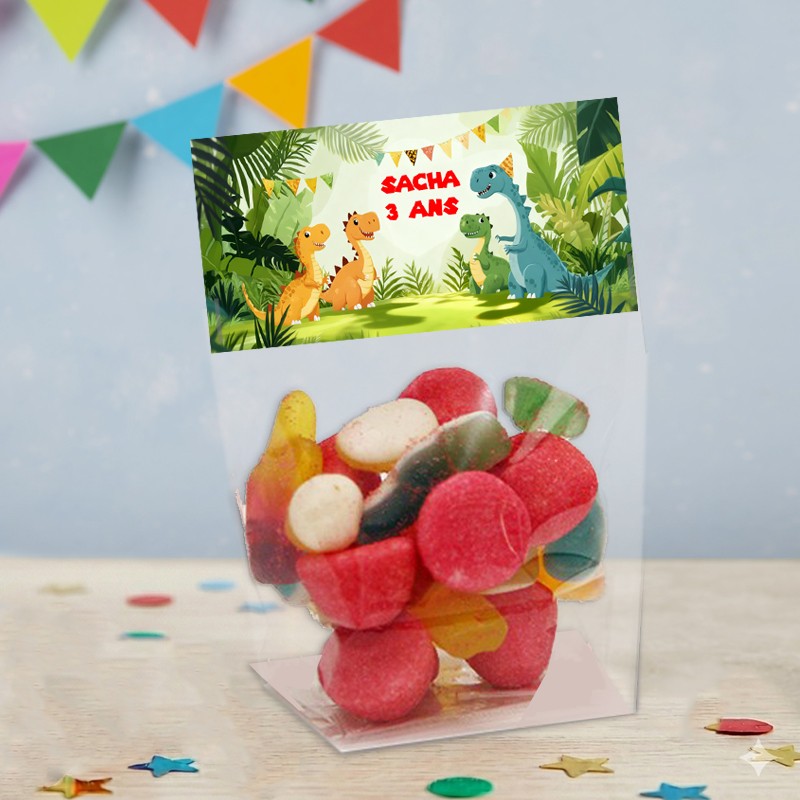 Sachet de bonbon dinosaure personnalisé