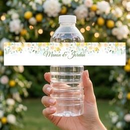 Etiquette bouteille d'eau personnalisée modèle citron