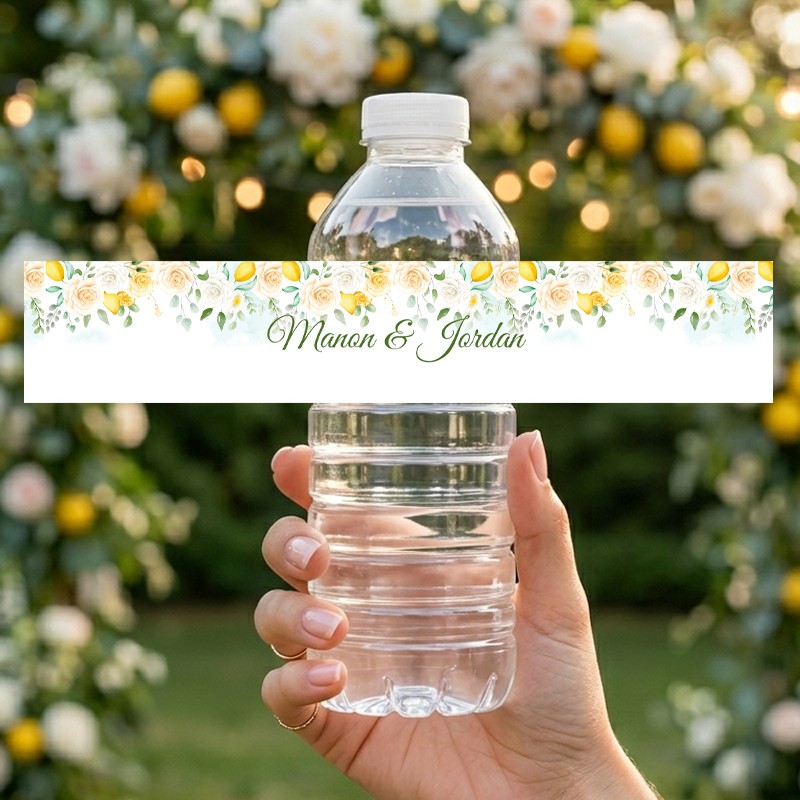 Etiquette bouteille d'eau personnalisée modèle citron
