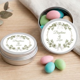 Boîte à dragées personnalisée baptême couronne laurier