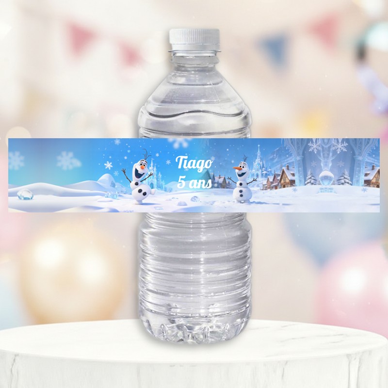 Etiquette bouteille d'eau personnalisée Olaf