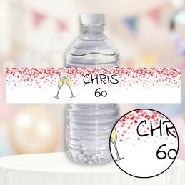 Etiquette bouteille d'eau personnalisée Coeur