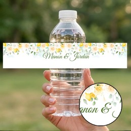 Etiquette bouteille eau Mariage Citron