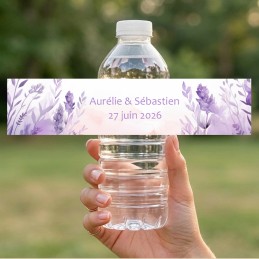 Etiquette bouteille eau Mariage personnalisée Lavande