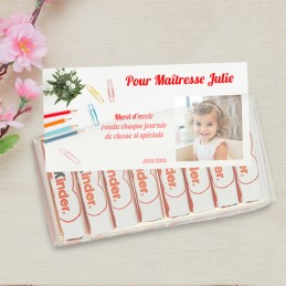 Cadeau fin d'année maîtresse/Nounou - Kinder chocolat personnalisé