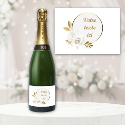 Etiquette Champagne personnalisée fleur et or