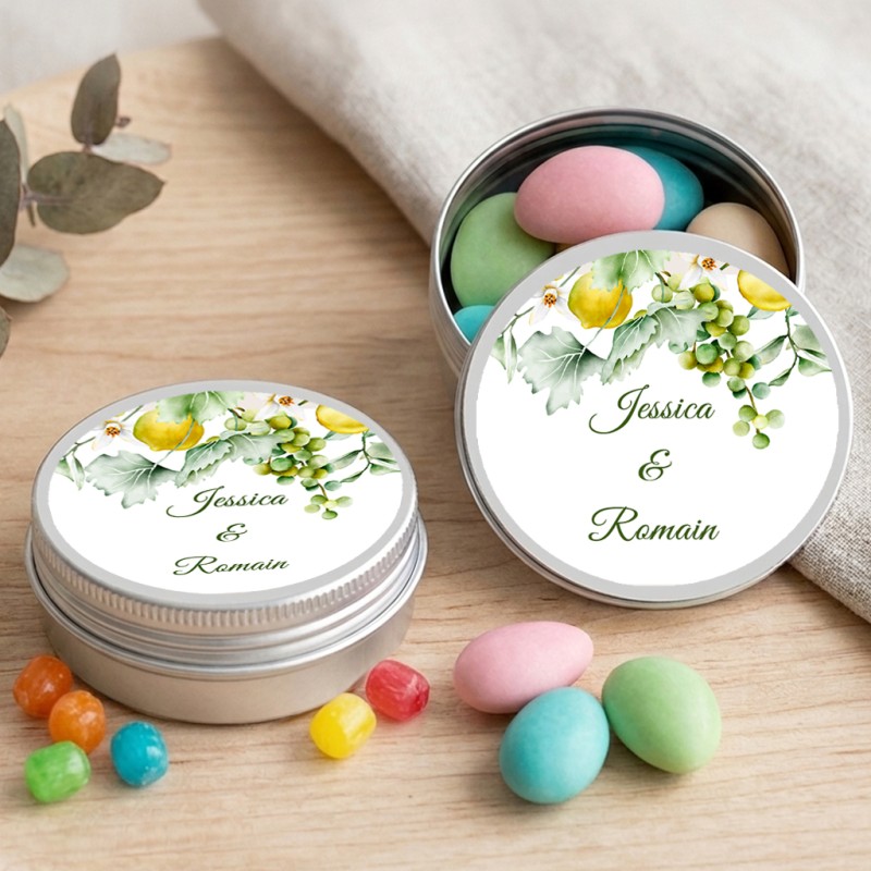 Boite à dragées personnalisée mariage - Boite à bonbons thème Citron